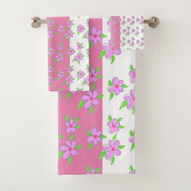 Conjunto De Toalhas Bonito Rosa Flor (Insitu)