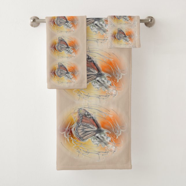 Conjunto De Toalhas Borboleta Abstrata PV02 (Insitu)