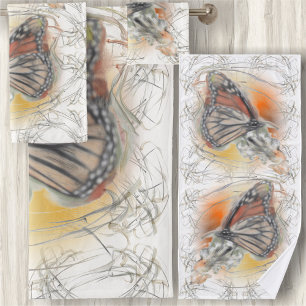 Conjunto De Toalhas Borboleta Abstrato