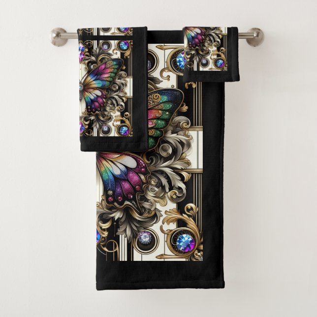 Conjunto De Toalhas Borboleta Arco-íris Art Déco Art Nouveau (Insitu)