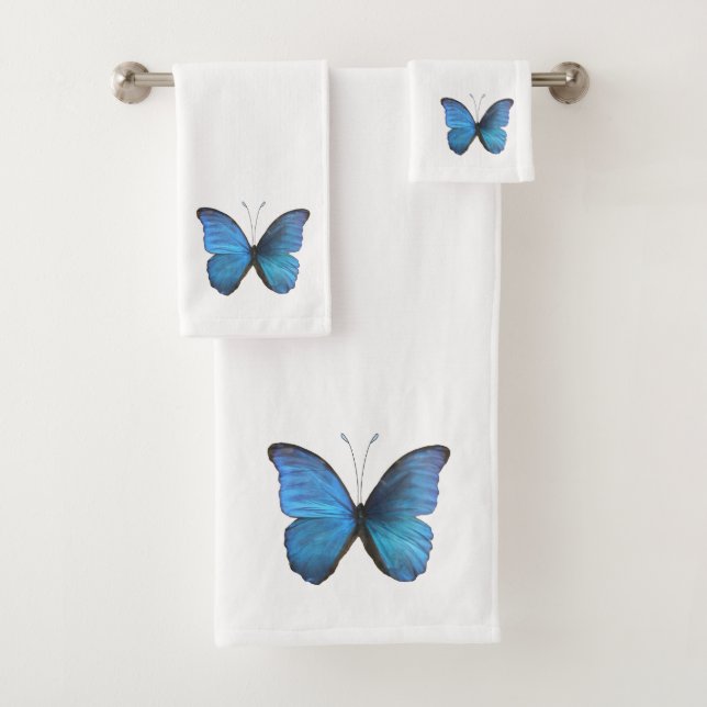 Conjunto De Toalhas Borboleta Azul Grande (Insitu)