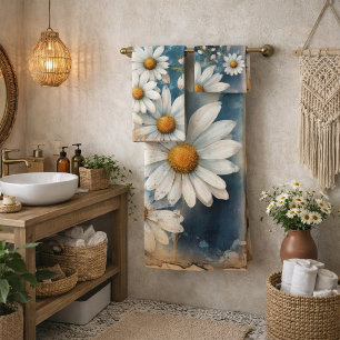 Conjunto De Toalhas Borboleta Azul Vintage e Margaridas   Casa de Camp