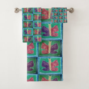 Conjunto De Toalhas Borboleta colorida Filtros Meia gota