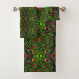 Conjunto De Toalhas Borboleta de Abstrato do Verde limão de Trippy