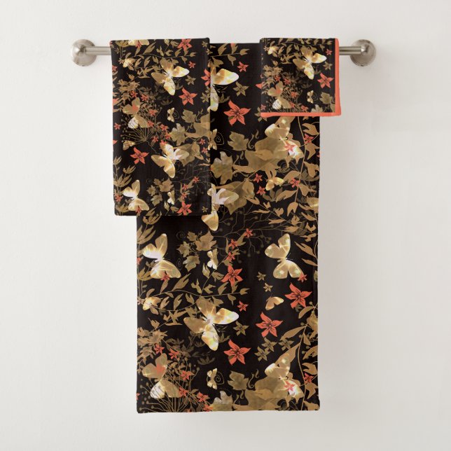Conjunto De Toalhas borboleta Dourada (Insitu)