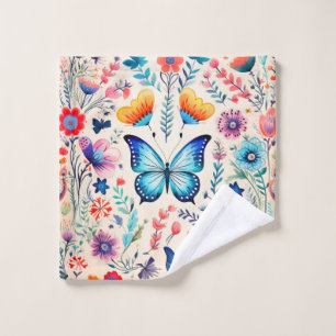 Conjunto De Toalhas Borboleta e Jardim de Flores Selvagens