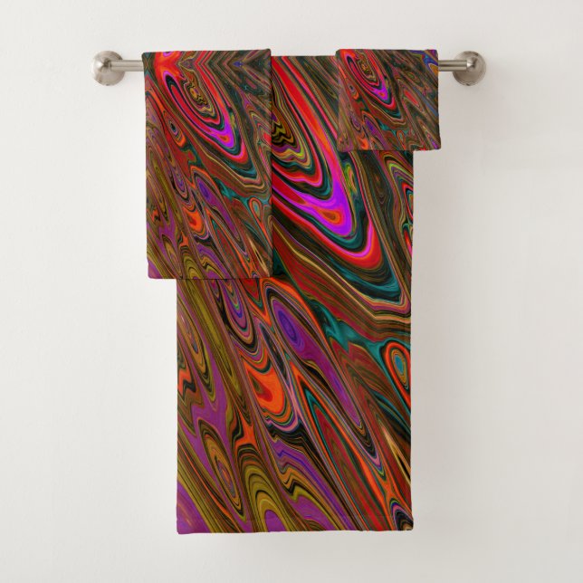 Conjunto De Toalhas Borboleta Laranja e Magenta Trippy Abstrata (Insitu)