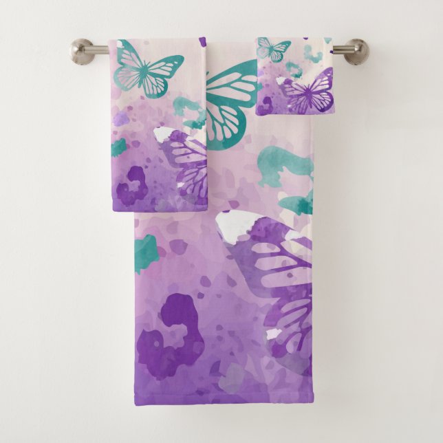 Conjunto De Toalhas Borboleta Leopardo Branco (Insitu)