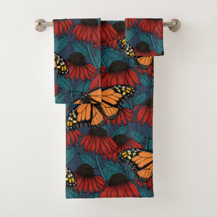 Conjunto De Toalhas Borboleta-monarca em camponeses vermelhos