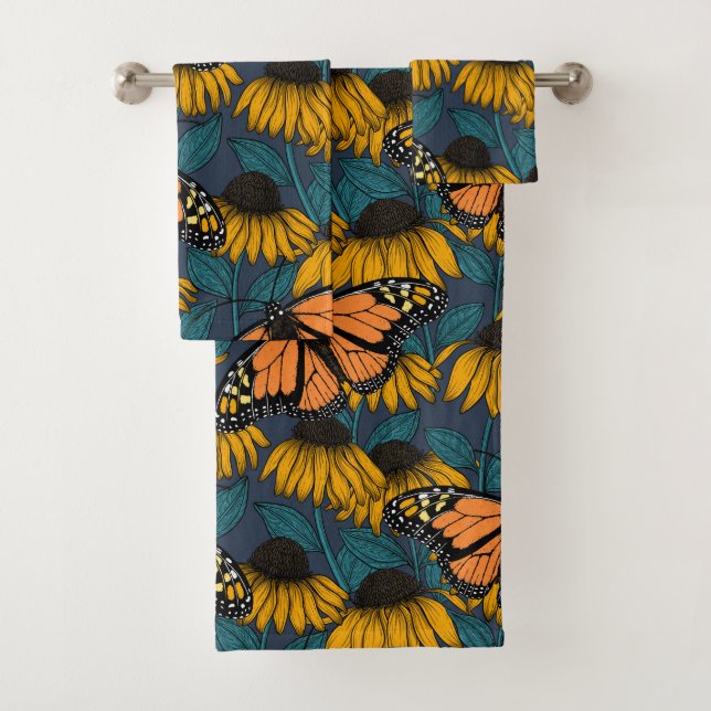 Conjunto De Toalhas Borboleta-monarca em compositores amarelos (Insitu)