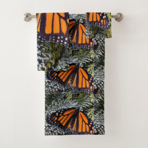 Conjunto De Toalhas Borboleta monarca em evergreens