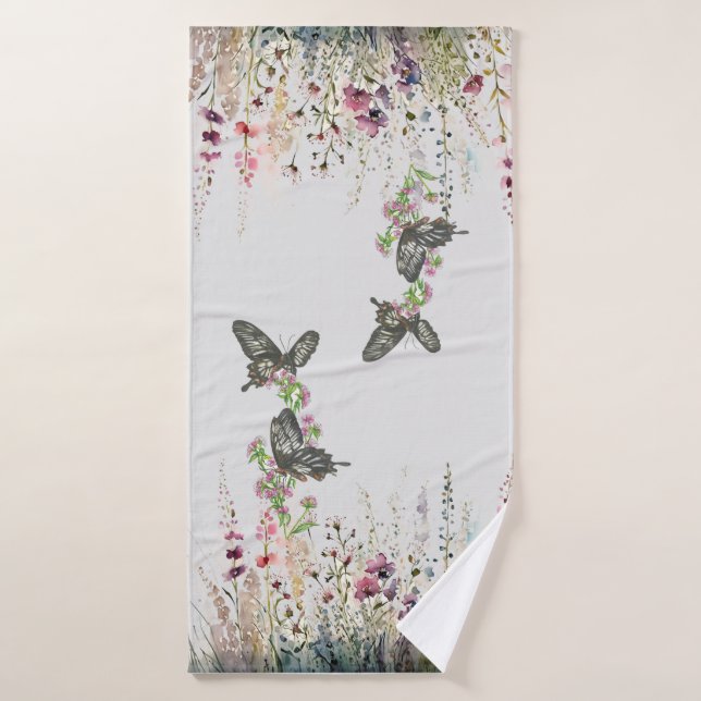 Conjunto De Toalhas Borboleta Rosa do Ceilão Pintada à Mão (Toalha de Banho)