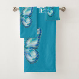 Conjunto De Toalhas Borboleta turquesa