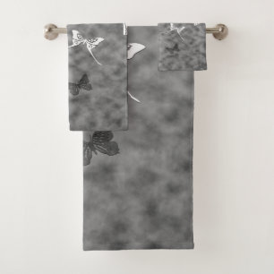 Conjunto De Toalhas Borboletas brancas e pretas