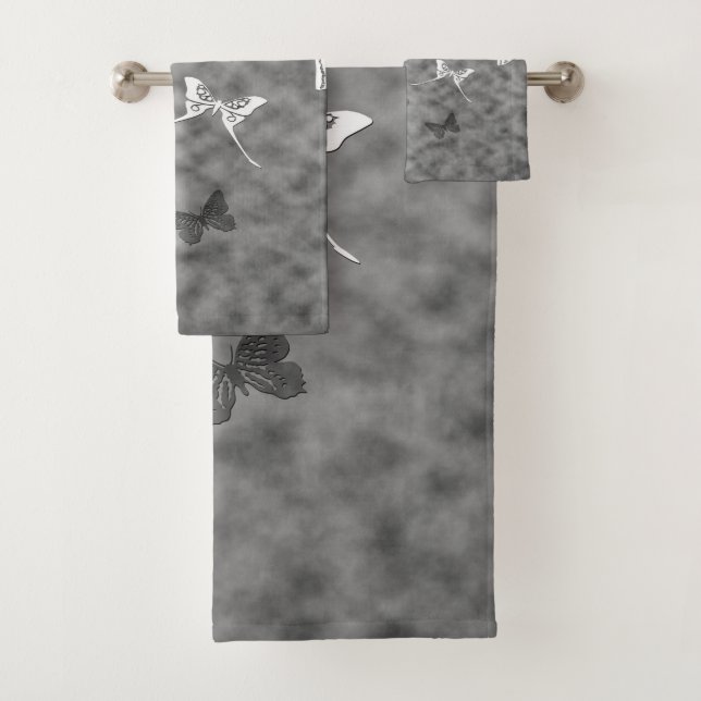 Conjunto De Toalhas Borboletas brancas e pretas (Insitu)