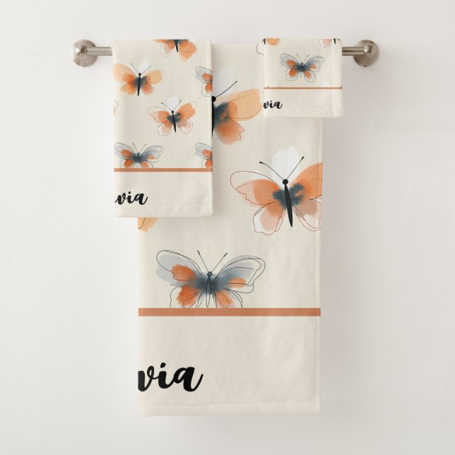 Conjunto De Toalhas Borboletas de Arte de Linha Elegantes (Insitu)
