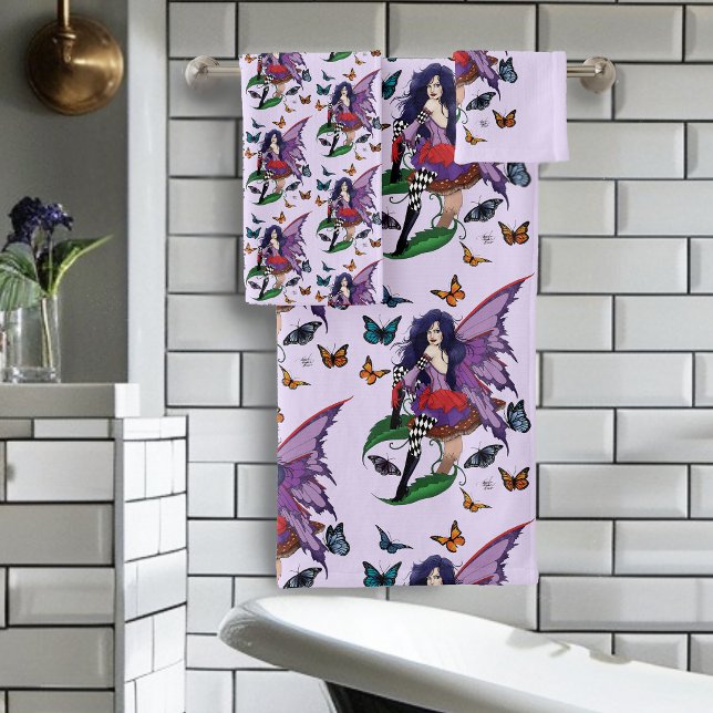 Conjunto De Toalhas Borboletas de Cogumelo de Leite Roxo (Criador carregado)