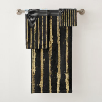 Conjunto De Toalhas Borboletas e faixas Douradas do Arco preto Glam