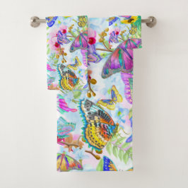 Conjunto De Toalhas Borboletas e flores