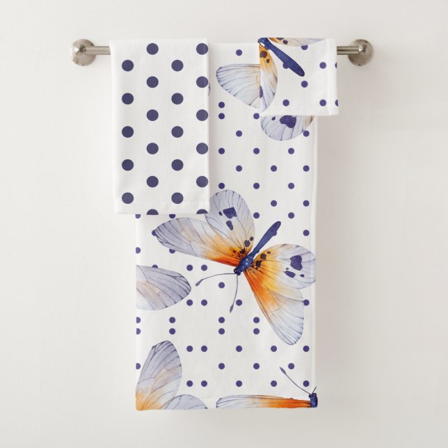 Conjunto De Toalhas Borboletas E Pontos Coloridos (Insitu)