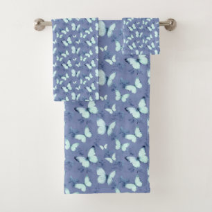 Conjunto De Toalhas Borboletas em Azul