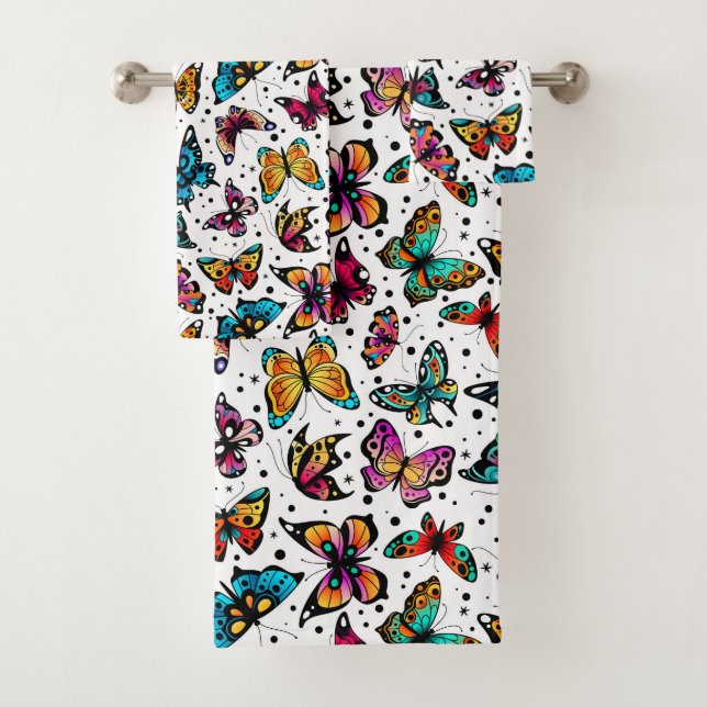 Conjunto De Toalhas Borboletas Em Cores (Insitu)