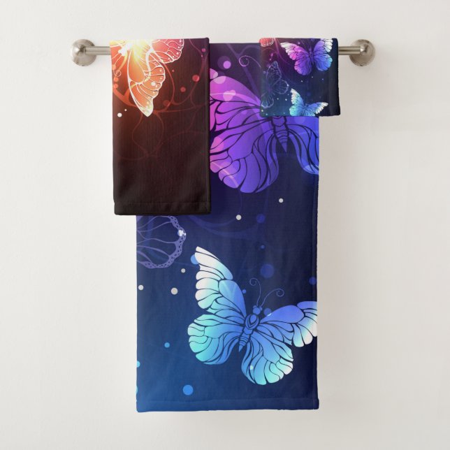 Conjunto De Toalhas Borboletas noturnas brilhantes (Insitu)