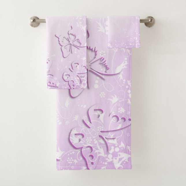Conjunto De Toalhas Borboletas rosa (Insitu)