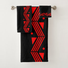 Conjunto De Toalhas Borda deco em vermelho e preto