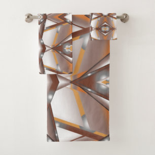 Conjunto De Toalhas Borda Dentada Concêntrica Arte Ombre Tom Terra