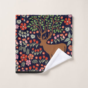 Conjunto De Toalhas Borda do Tema Florestal Reindeer Lindos Flores Sel