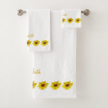 Borda Sunflower em Branco com Nome