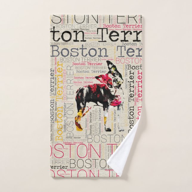 Conjunto De Toalhas Boston adorável Terrier (Toalha de mão)
