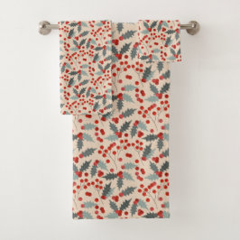 Conjunto De Toalhas Botânica de Natal Moderno Holly Berry