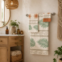 Conjunto de Toalhas Botânicas Boho Geo