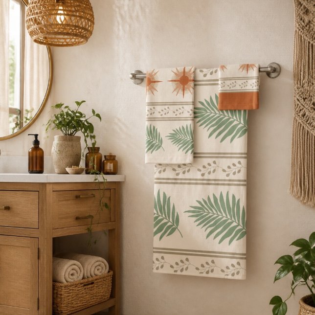 Conjunto de Toalhas Botânicas Boho Geo (Criador carregado)