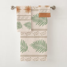 Conjunto de Toalhas Botânicas Boho Geo