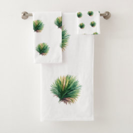 Conjunto De Toalhas Botânico Artístico em Aquarela