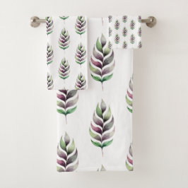 Conjunto De Toalhas Botânico Artístico em Aquarela
