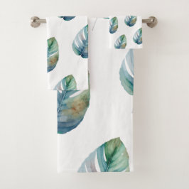 Conjunto De Toalhas Botânico Artístico em Aquarela