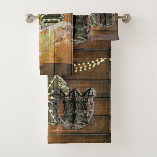 Conjunto De Toalhas Botas de vaqueiro de ferradura de cavalo ocidental (Insitu)
