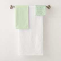 Conjunto De Toalhas Brancas E Flores Verde