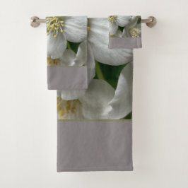 Conjunto De Toalhas Branco Com Cinza Verde