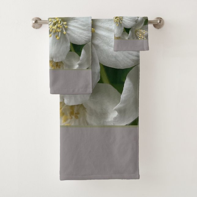 Conjunto De Toalhas Branco Com Cinza Verde (Insitu)