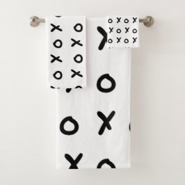 Conjunto De Toalhas Branco & Preto X O XO X&O's Moda Fofa