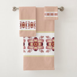 Conjunto De Toalhas Branco Rosa E Creme