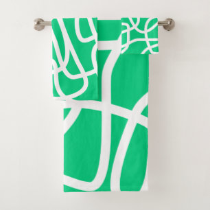Conjunto De Toalhas Branco Verde-Cinto-Abstrato moderno