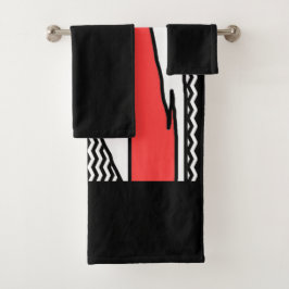 CONJUNTO DE TOALHAS BRANCO VERMELHO VERMELHO MODERNO ABSTRATO GEOMÉTRI