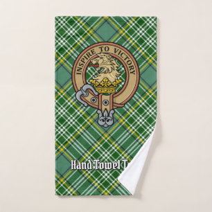 Conjunto De Toalhas Brasão do Leão do Clã Currie sobre Tartan