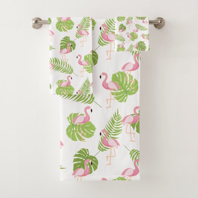 Conjunto De Toalhas Breezy Pink Flamingo Pattern (Insitu)